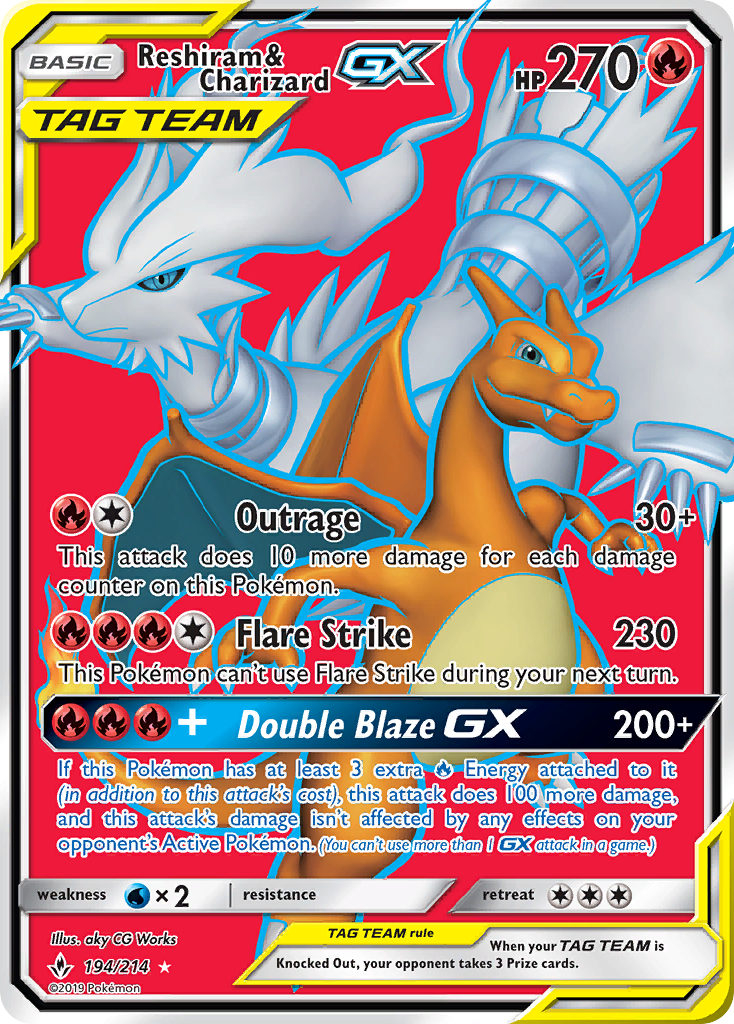 Reshiram & Charizard GX 194 SM - Unbroken Bonds Ultra Rare