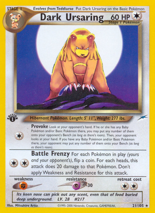 Dark Ursaring 021 Neo Destiny Rare Near Mint