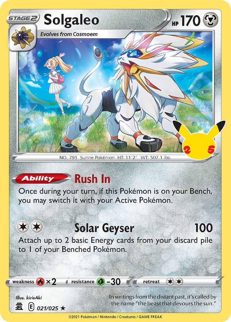 Solgaleo 021 Celebrations Holo Rare Lightly Played