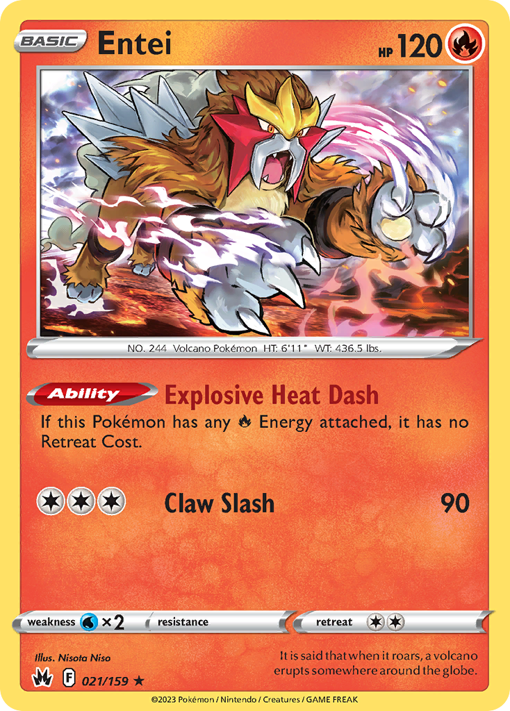 Entei 021 Crown Zenith Holo Rare Lightly Played