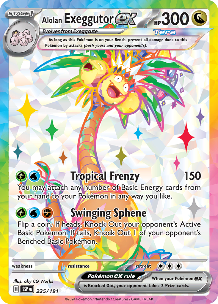 Alolan Exeggutor ex 225 SV08: Surging Sparks Ultra Rare Lightly Played