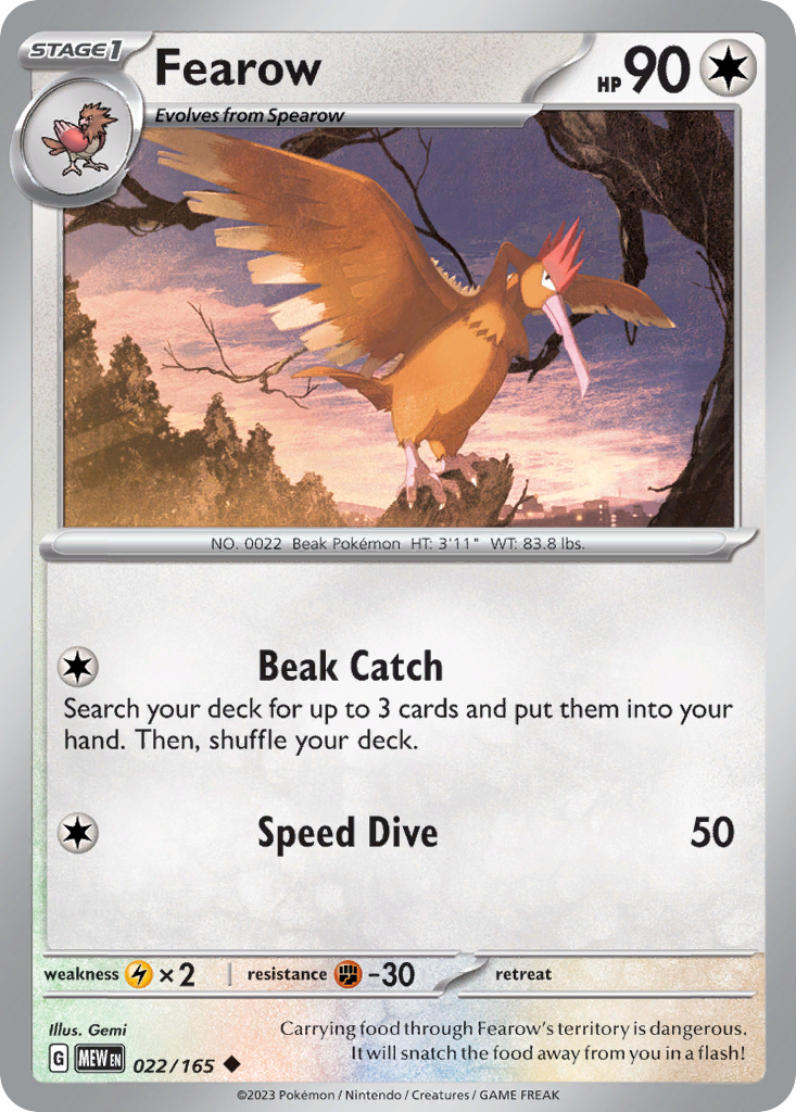 Fearow 022 SV: Scarlet & Violet 151 Uncommon Lightly Played