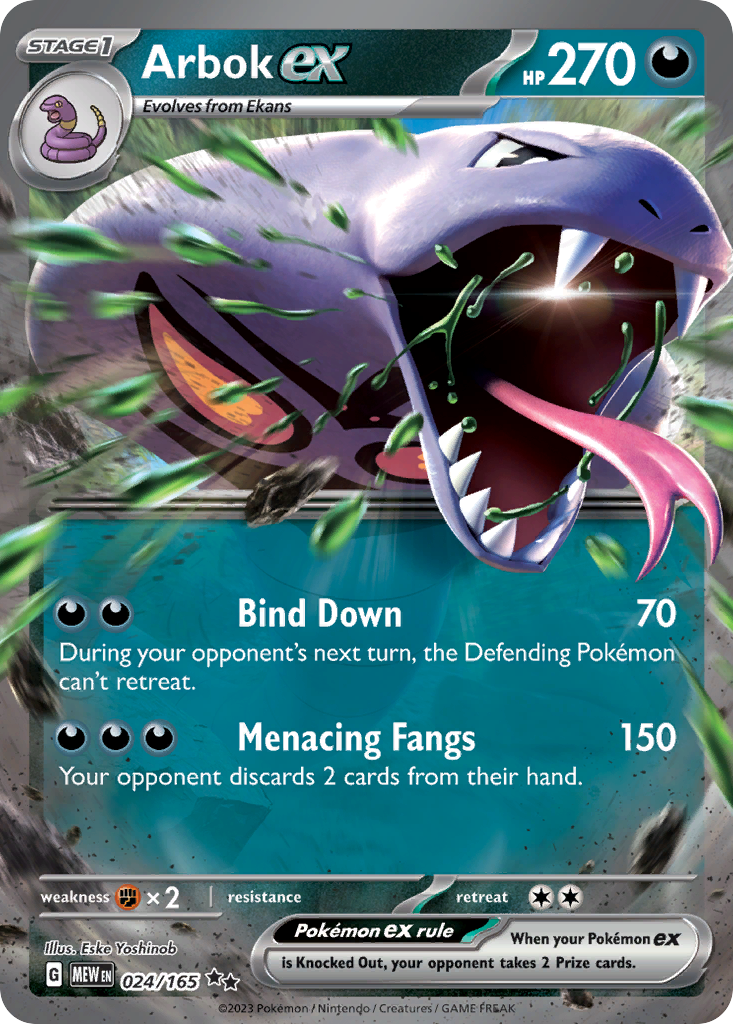 Arbok ex 024 SV: Scarlet & Violet 151 Double Rare Lightly Played