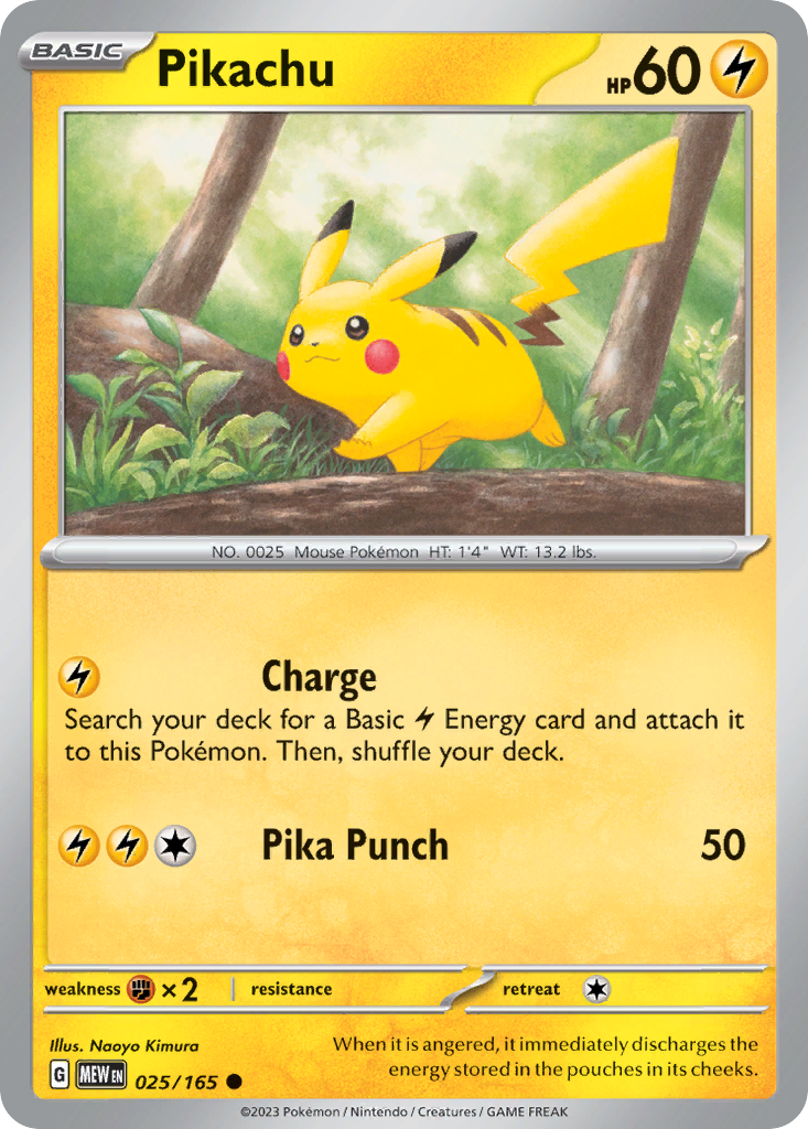 Pikachu 025 SV: Scarlet & Violet 151 Common Lightly Played