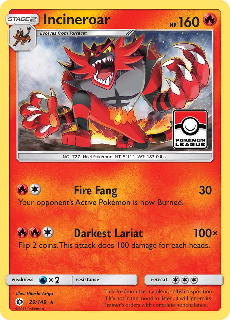 Incineroar 26 SM Base Set Rare