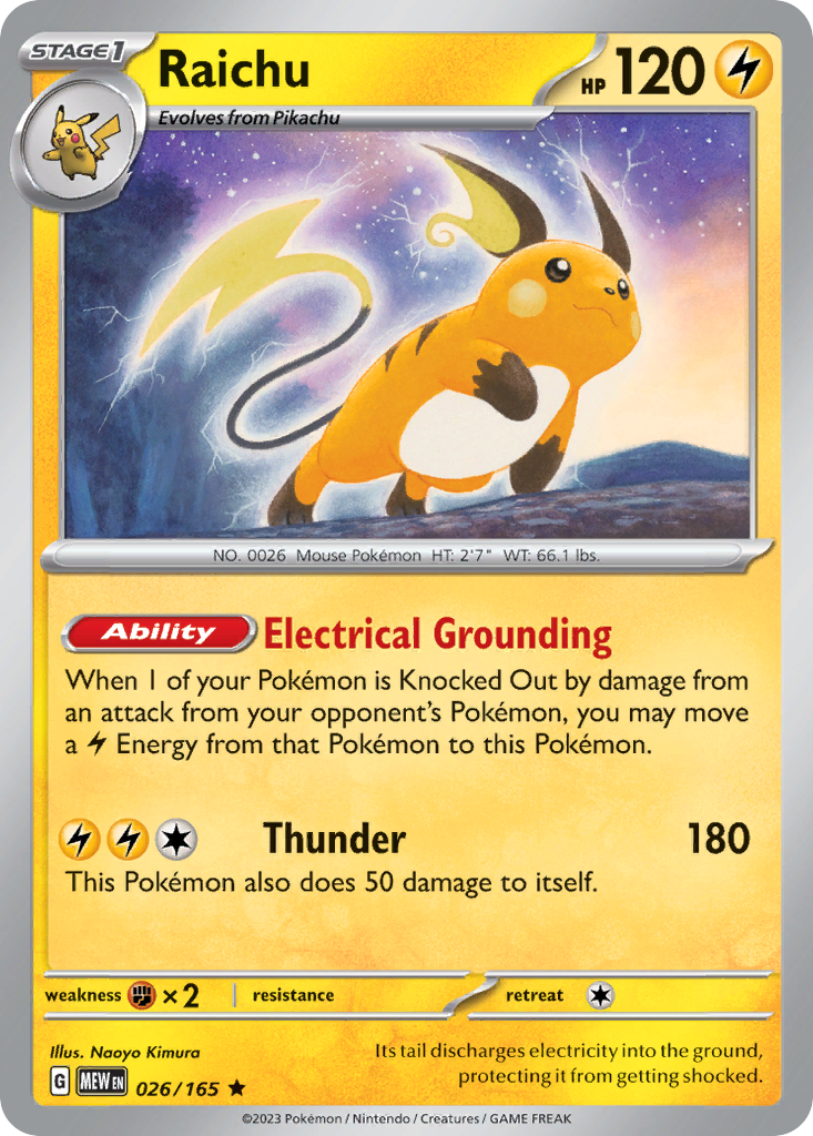 Raichu 026 SV: Scarlet & Violet 151 Rare Lightly Played