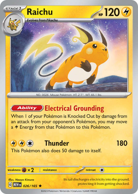 Raichu 026 SV: Scarlet & Violet 151 Rare Lightly Played