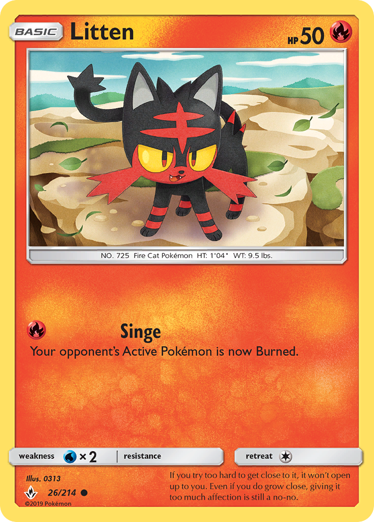 Litten 26 SM - Unbroken Bonds Common Lightly Played