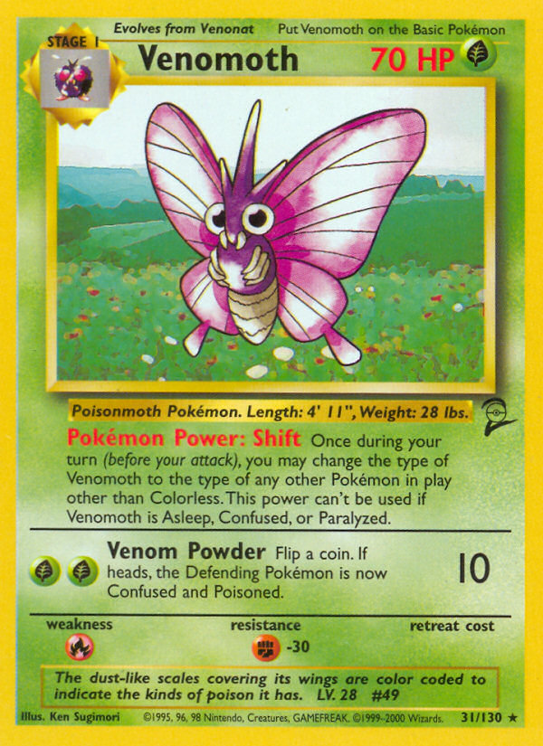 Venomoth 031 Base Set 2 Rare Near Mint