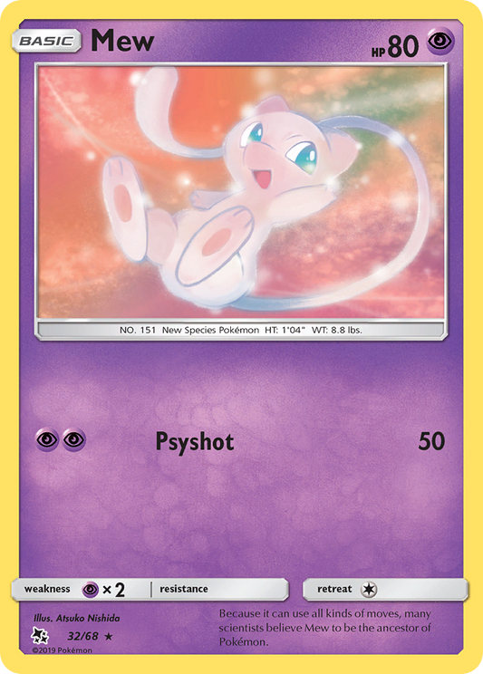 Mew 32 Hidden Fates Rare Lightly Played