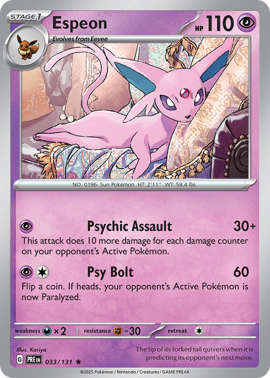 Espeon 033 SV: Prismatic Evolutions Rare Lightly Played