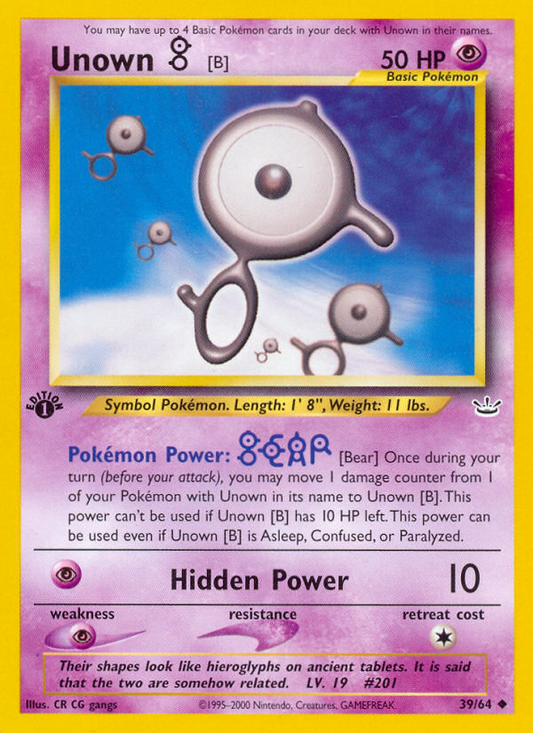 Unown 39 Neo Revelation Uncommon Near Mint