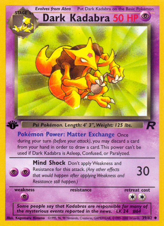 Dark Kadabra 39 Team Rocket Uncommon Near Mint