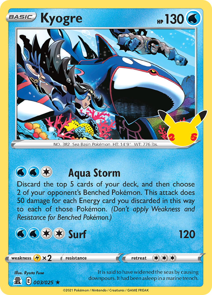 Kyogre 003 Celebrations Holo Rare Lightly Played
