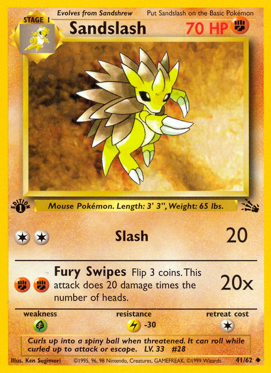 Sandslash 41 Fossil Uncommon Near Mint