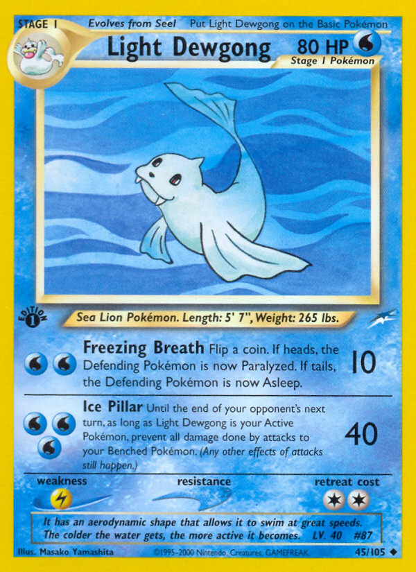 Light Dewgong 045 Neo Destiny Uncommon Lightly Played