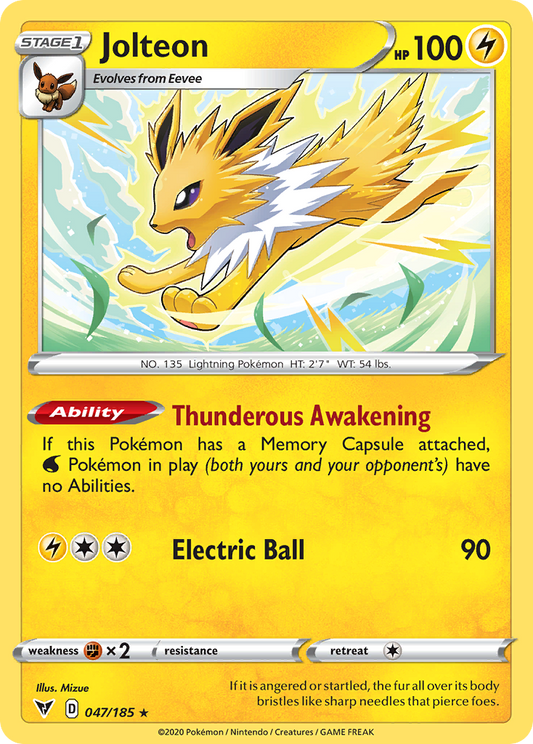 Jolteon 047 SWSH04: Vivid Voltage Rare Lightly Played