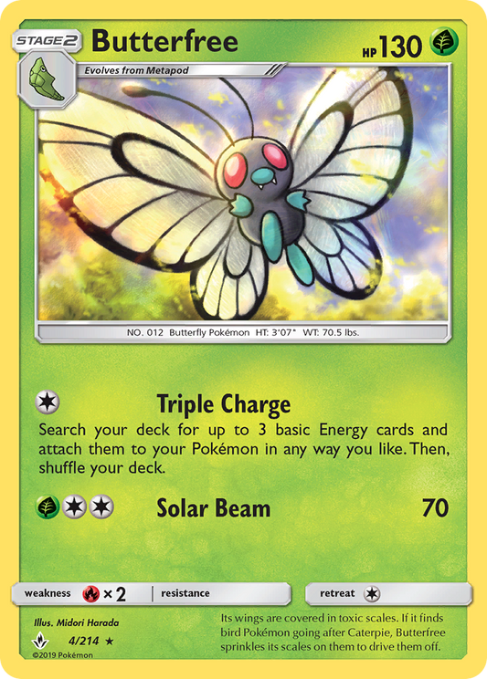 Butterfree 4 SM - Unbroken Bonds Rare Lightly Played