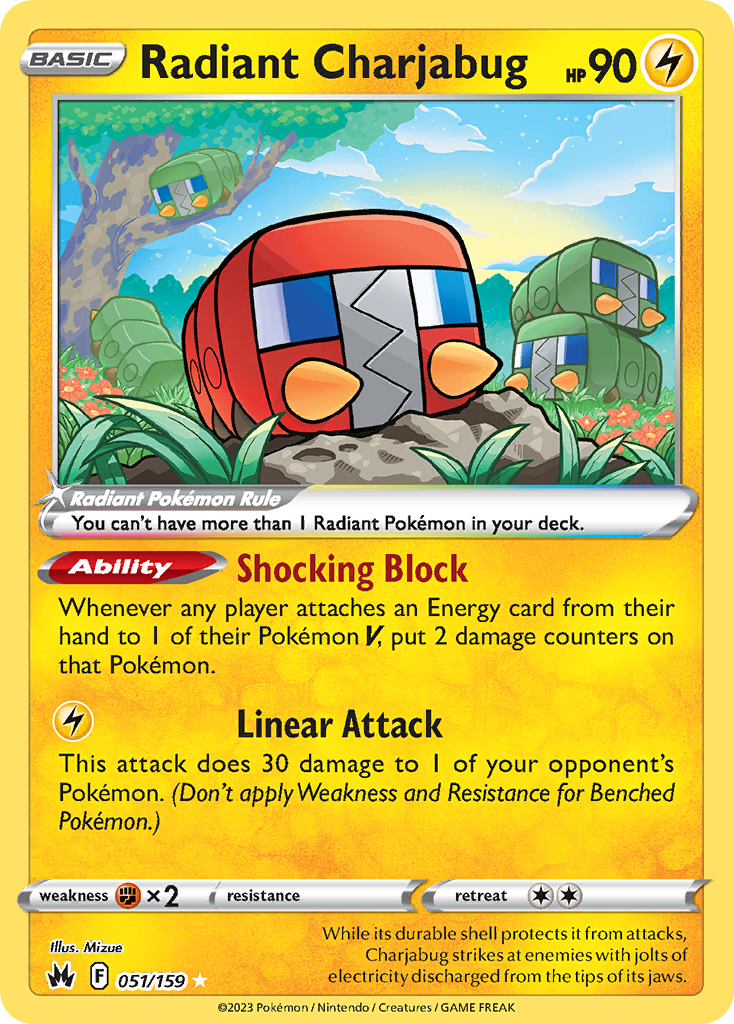 Radiant Charjabug 051 Crown Zenith Radiant Rare Lightly Played