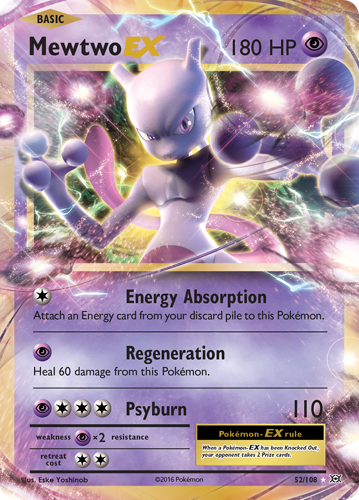 Mewtwo EX 52 XY - Evolutions Ultra Rare Lightly Played