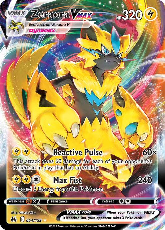 Zeraora VMAX 054 Crown Zenith Ultra Rare Lightly Played