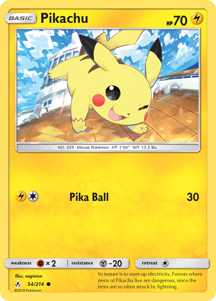 Pikachu 54 SM - Unbroken Bonds Common Lightly Played