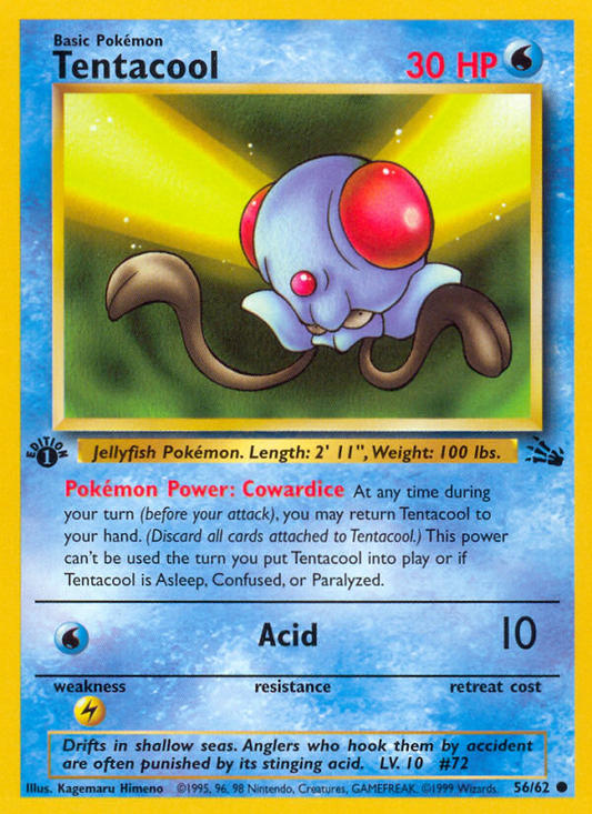 Tentacool 56 Fossil Common Near Mint