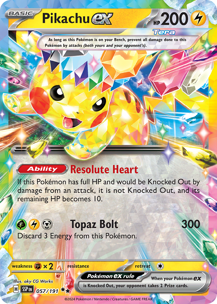 Pikachu ex 057 SV08: Surging Sparks Double Rare