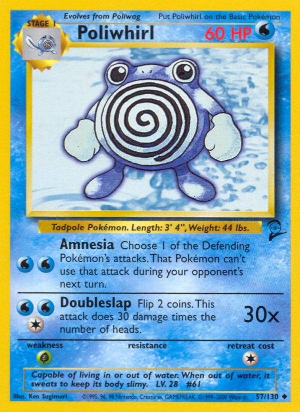 Poliwhirl 057 Base Set 2 Uncommon Lightly Played
