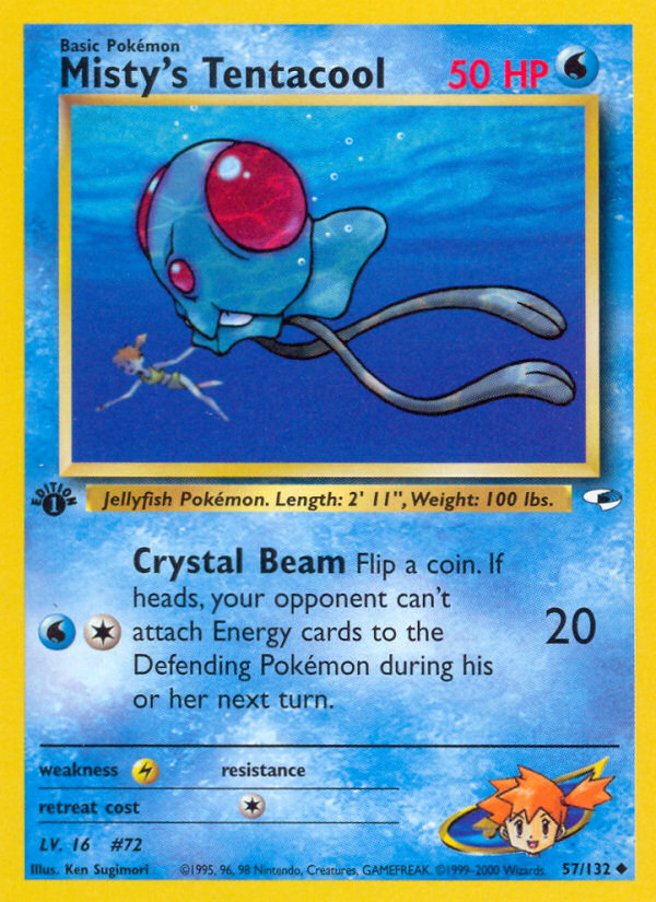 Misty's Tentacool 057 Gym Heroes Uncommon Lightly Played