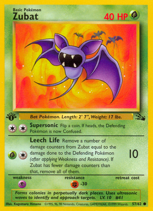 Zubat 57 Fossil Common Near Mint