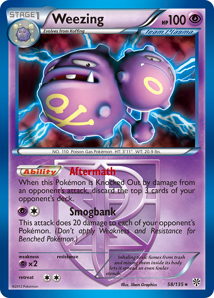 Weezing 58 Plasma Storm Holo Rare