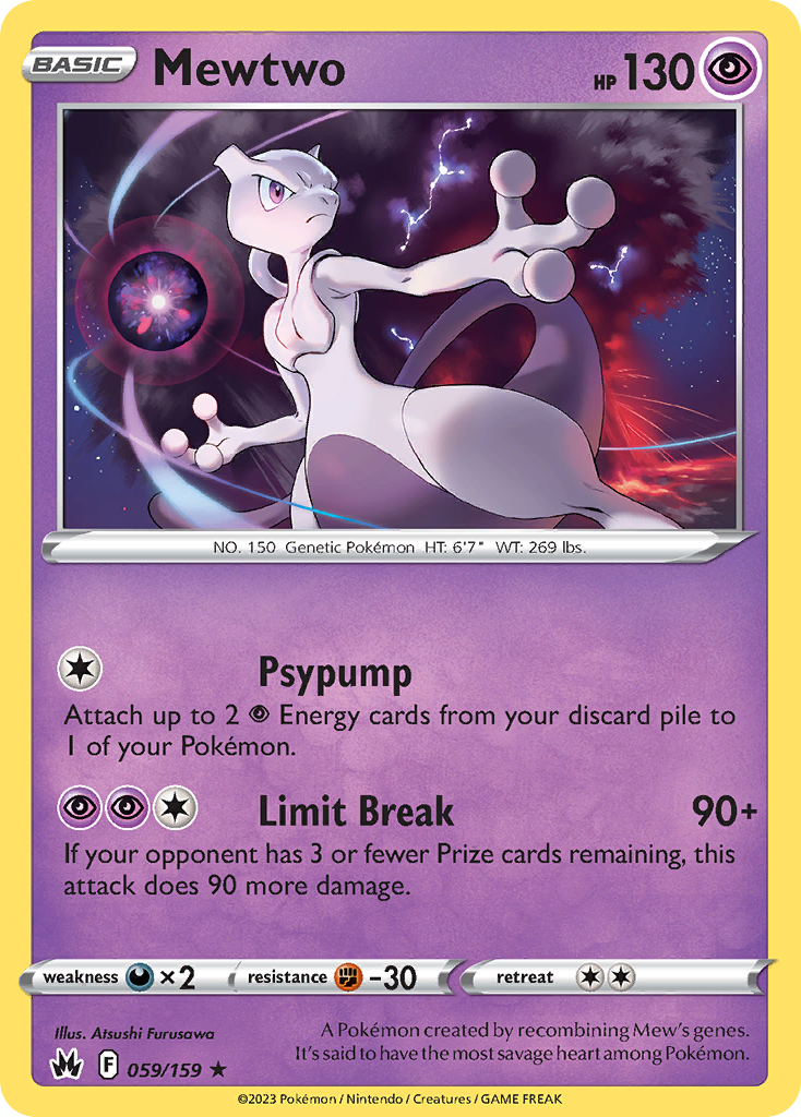Mewtwo 059 Crown Zenith Holo Rare Lightly Played