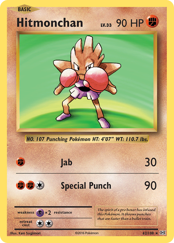 Hitmonchan 62 XY - Evolutions Holo Rare Lightly Played