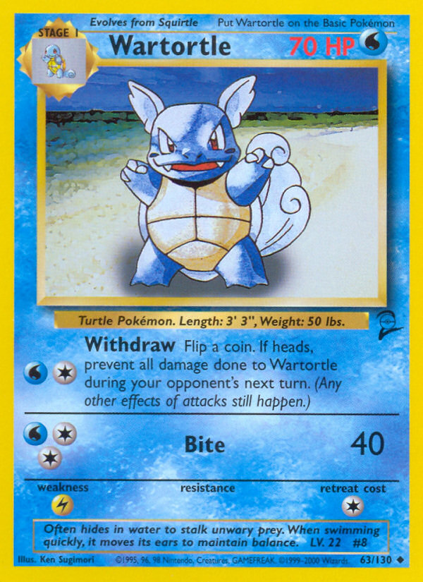 Wartortle 063 Base Set 2 Uncommon Near Mint