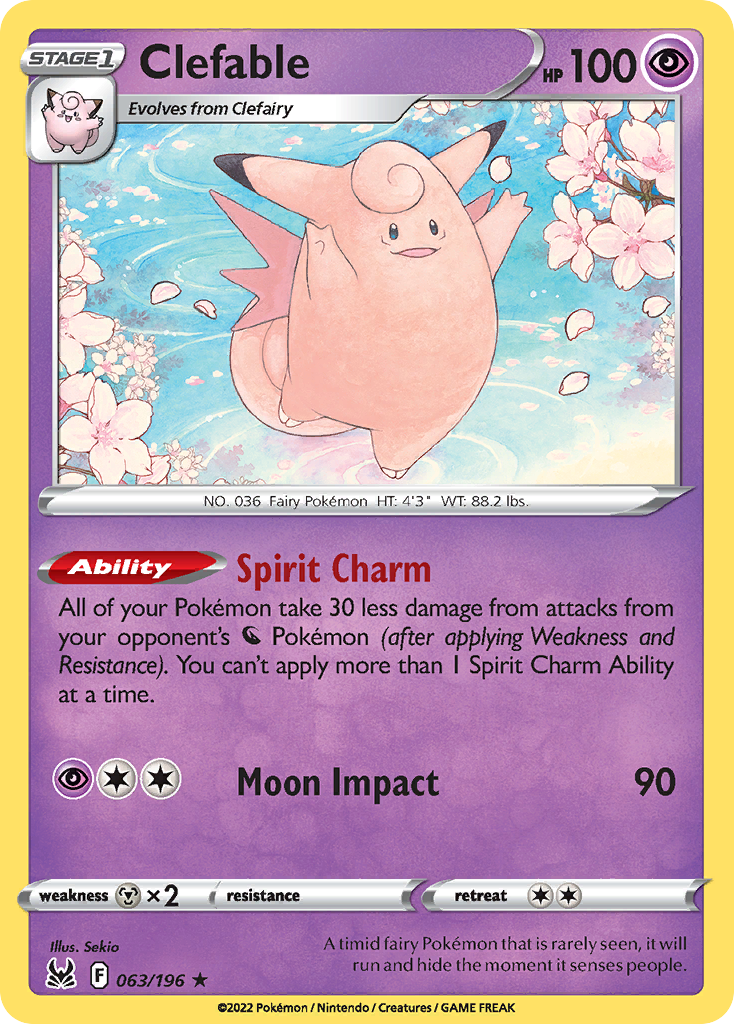 Clefable 063 SWSH11: Lost Origin Rare Lightly Played