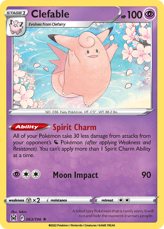 Clefable 063 SWSH11: Lost Origin Rare Lightly Played