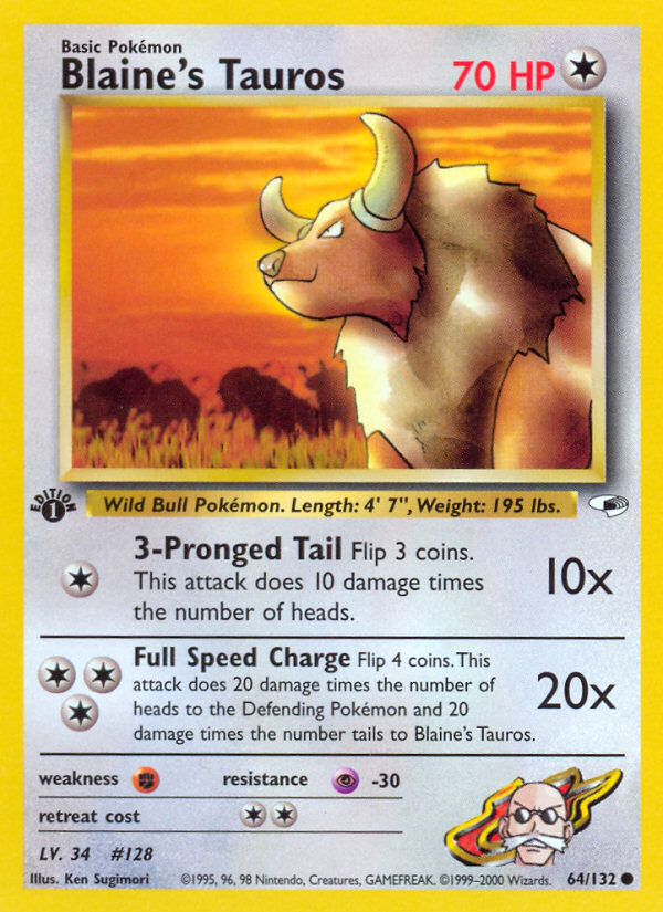 Blaine's Tauros 064 Gym Heroes Common