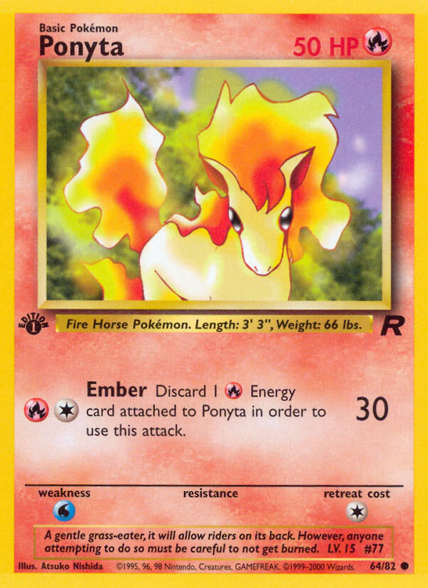 Ponyta 64 Team Rocket Common Near Mint