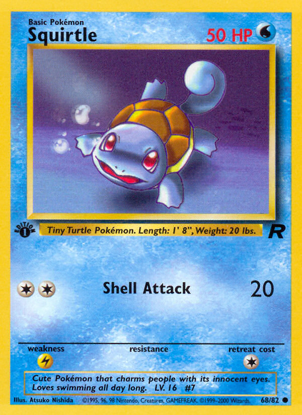 Squirtle 68 Team Rocket Common Near Mint