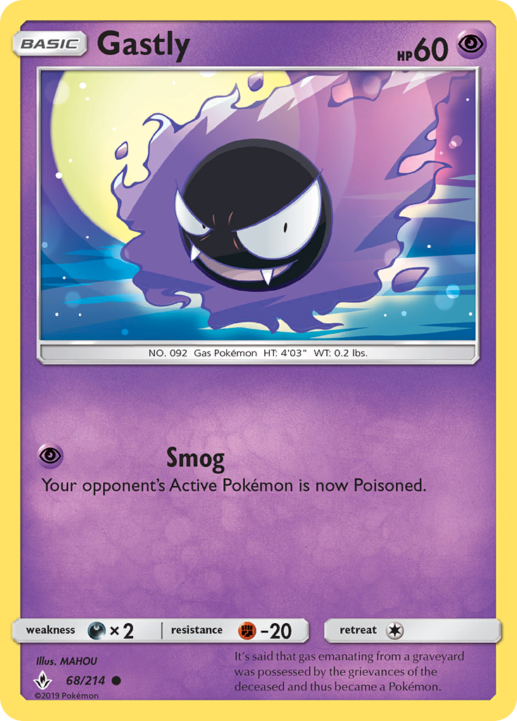 Gastly 68 SM - Unbroken Bonds Common Lightly Played