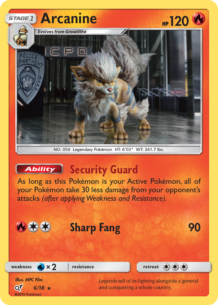 Arcanine 6 Detective Pikachu Rare Lightly Played