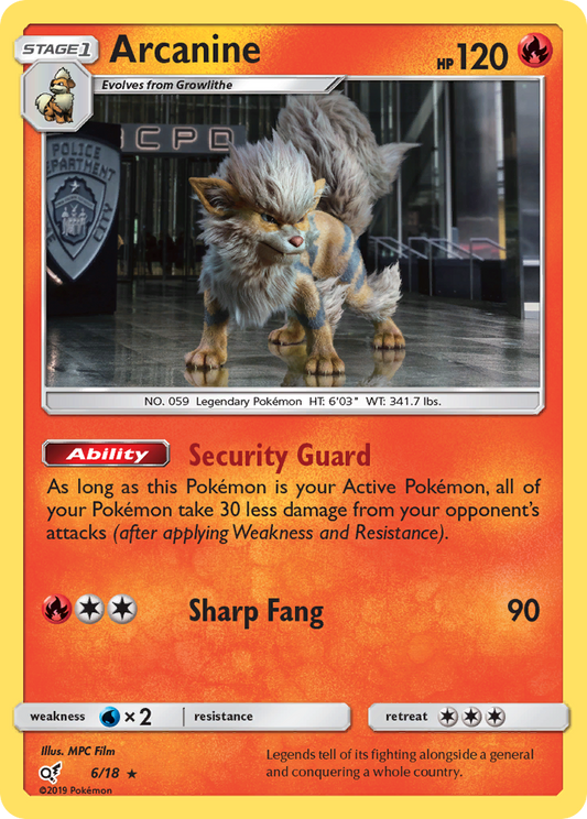 Arcanine 6 Detective Pikachu Rare Lightly Played