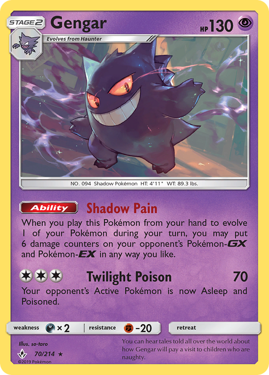 Gengar 70 SM - Unbroken Bonds Rare Lightly Played