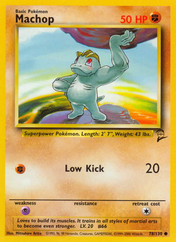 Machop 078 Base Set 2 Common Lightly Played