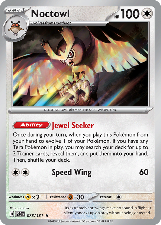 Noctowl 078 SV: Prismatic Evolutions Rare Lightly Played