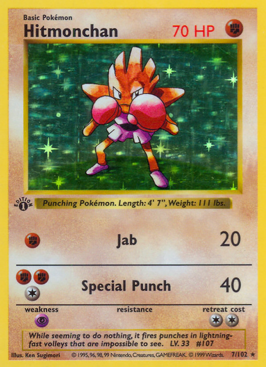 Hitmonchan 007 Base Set Holo Rare