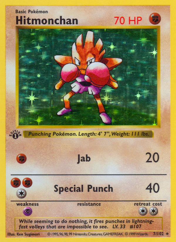 Hitmonchan 007 Base Set Holo Rare Lightly Played