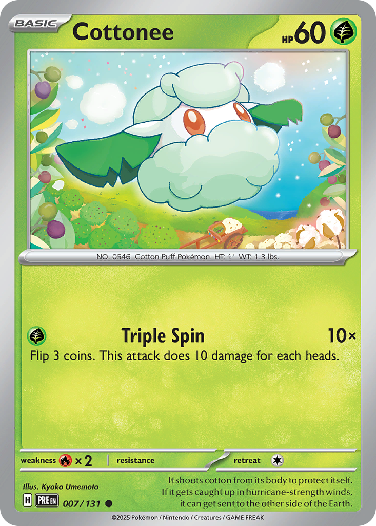 Cottonee 007 SV: Prismatic Evolutions Common Lightly Played