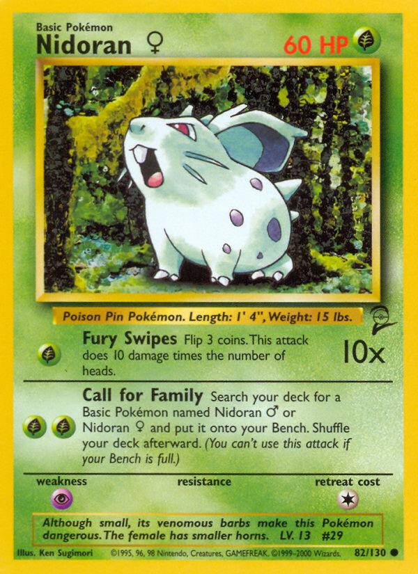 Nidoran F 082 Base Set 2 Common Near Mint